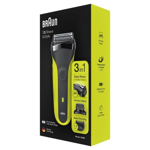 Golarka elektryczna Braun Series 3 Shave&Style 300BT, maszynka do golenia dla mężczyzn, Volt zielony, golarka foliowa, zielony, 