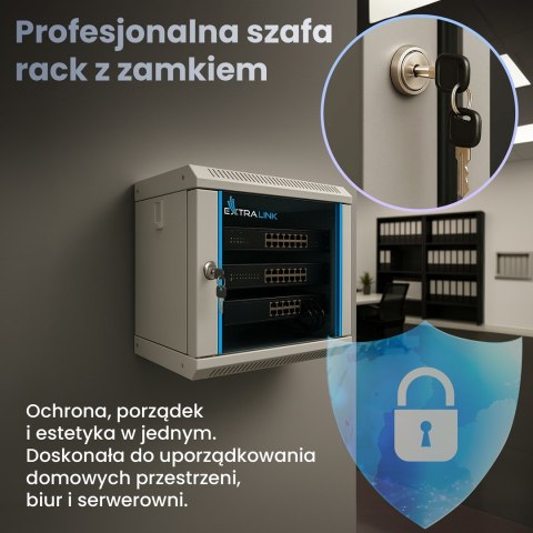 Extralink Szafa rack 6U 10" Szara montowana na ścianie