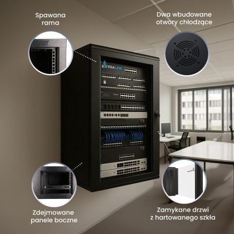 Extralink EX.14329 Szafa rack 15U 600x450 Czarna wisząca