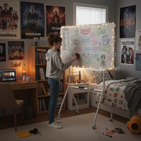 Mobilna tablica suchościeralna Ergo Office, orientacja pozioma, biała, jednostronna, z półką, wymiary tablicy 1190x790mm, ER-306