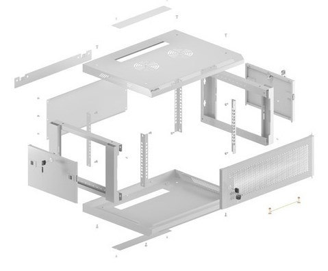 SZAFA INSTALACYJNA RACK WISZĄCA 19" 4U 600X450 SZARA DRZWI PERFOROWANE LANBERG (FLAT PACK)