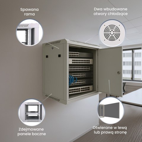 EXTRALINK SZAFA RACK WISZĄCA 6U 600X450 SZARA