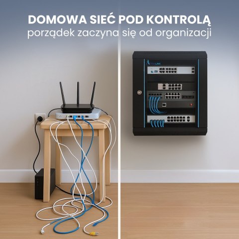 Extralink Szafa rack 9U 600x600 Czarna montowana na ścianie