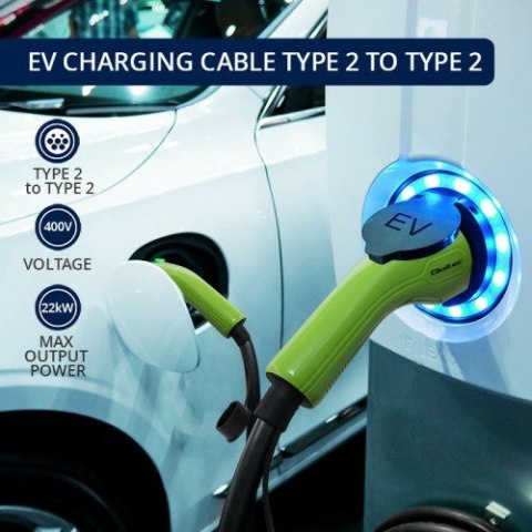 Qoltec 52474 kabel do ładowania pojazdów elektrycznych Czarny Typ 2 5 m