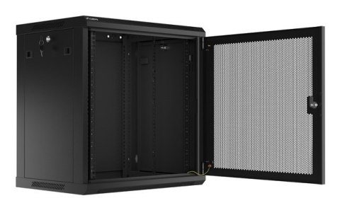 SZAFA INSTALACYJNA RACK WISZĄCA 19" 12U 600X450 CZARNA DRZWI PERFOROWANE LANBERG (FLAT PACK)