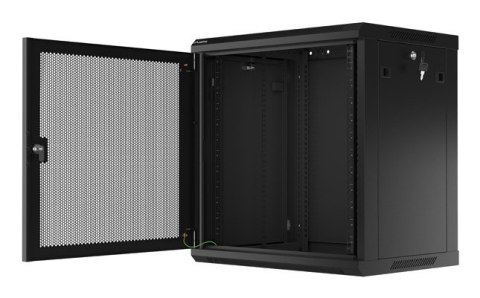 SZAFA INSTALACYJNA RACK WISZĄCA 19" 12U 600X450 CZARNA DRZWI PERFOROWANE LANBERG (FLAT PACK)