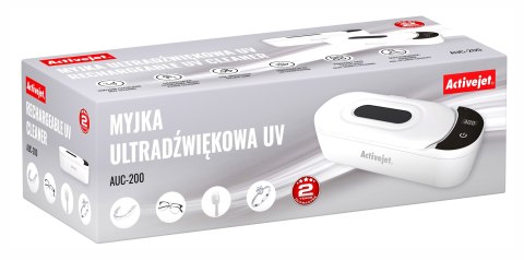 Myjka ultradźwiękowa UV Activejet AUC-200 do protez, okularów i biżuterii, biała.