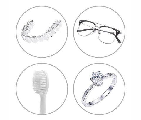 Myjka ultradźwiękowa UV Activejet AUC-200 do protez, okularów i biżuterii, biała.