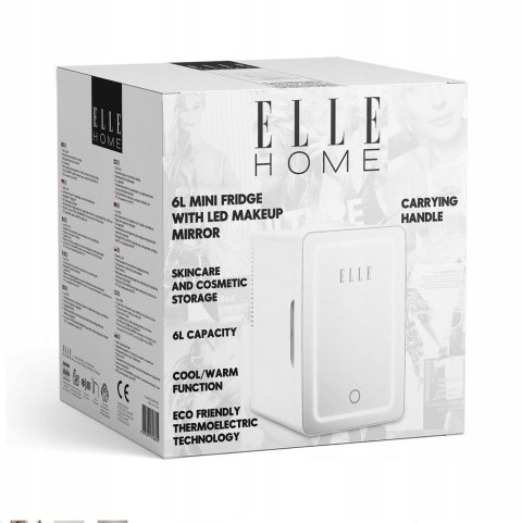Mini lodówka z lusterkiem do makijażu LED ELLE 6L biała