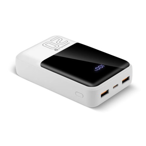 EverActive Powerbank 20 000 mAh 2X USB 1X USB-C 22,5W QC4.0 wyświetlacz LCD