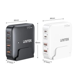 UNITEK ŁADOWARKA BIURKOWA GAN 70W 2XUSB-A 2XUSB-C BIAŁA
