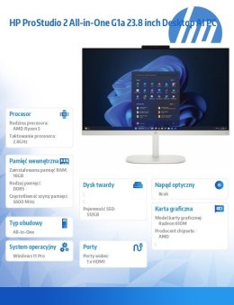 HP Inc. Komputer All-in-One ProStudio 2 G2a R5-40 512GB/16GB/W11P/23.8 D35F2ET
