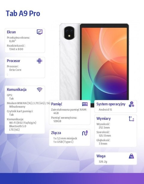 ULEFONE Tablet Tab A9 Pro 4G 8 cali 4/128GB biały