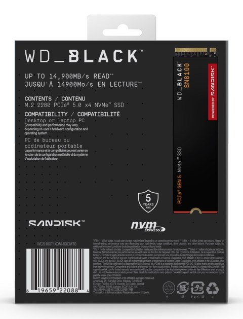 Western Digital Black SN8100 1 TB M.2 PCI Express 5.0 NVMe TLC 3D NAND