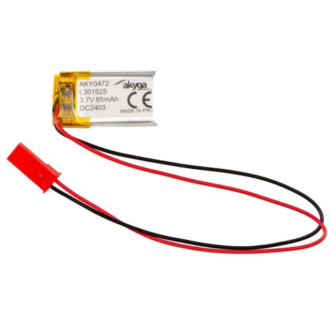 Akumulator litowo-polimerowy Akyga AKY0472 LP301525 Li-Po 3.7V/85mAh PCM złącze JST 2.54 2-Pin 150mm