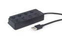 Gembird HUB 4-portowy USB 2.0 z przełącznikami, czarny
