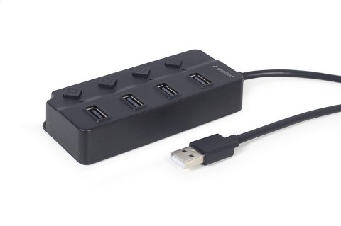 Gembird HUB 4-portowy USB 2.0 z przełącznikami, czarny