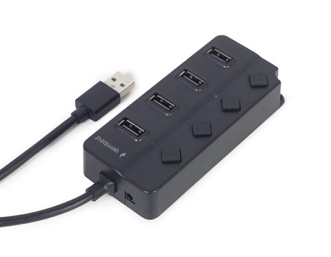 Gembird HUB 4-portowy USB 2.0 z przełącznikami, czarny