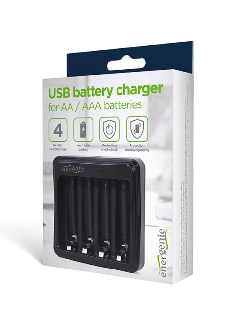 Gembird Ładowarka USB do akumulatorów AA/AAA, czarna