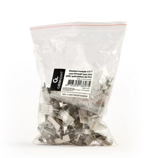 Gembird Wtyk modułowy przelotowy ekranowany CAT7 15u złocony CAT7 15u złocony, 50 szt. w opakowaniu