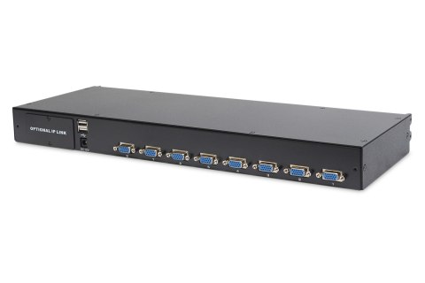 Digitus Konsola modułowa z monitorem TFT o przekątnej 19" (48,3 cm), 8-portowym przełącznikiem KVM & touchpadem, klawiatura amer