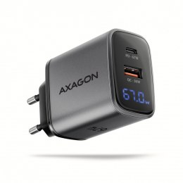 AXAGON ACU-PQ67D Ładowarka sieciowa PD&QC 67W 2-port GaN, Ekran LED, USB-A + USB-C
