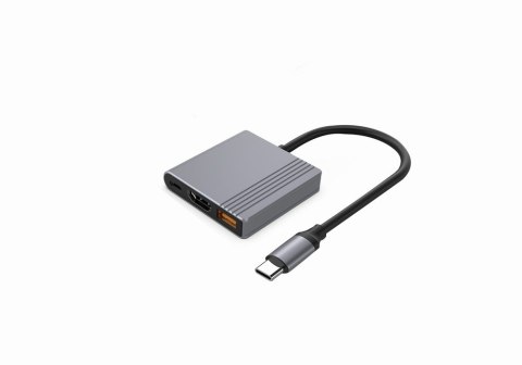 Gembird Adapter wieloportowy USB typu C 3 w 1 (port USB + HDMI +USB-C), gwiezdna szarość
