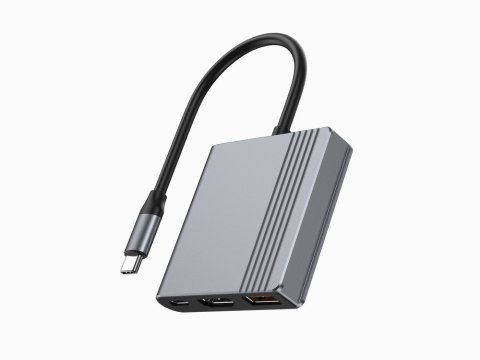 Gembird Adapter wieloportowy USB typu C 3 w 1 (port USB + HDMI +USB-C), gwiezdna szarość