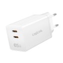 LogiLink Ładowarka sieciowa 2x USB-C, 65W, biała