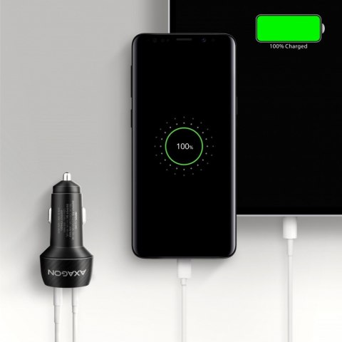 AXAGON PWC-PQ48 Ładowarka samochodowa 48W z 2 portami, PD3.0, QC4+