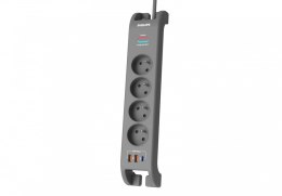 Philips Listwa antyprzepięciowa 2m, 4 gniazda, 1xUSB-C, 2xUSB-A,PD 20W / QC 18W, 2400 J ochrony przeciwprzepięciowej