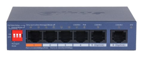 Dahua Technology CS4006-4ET2GT-60 przełącznik sieciowy Zarządzany L2 Gigabit Ethernet (10/100/1000) Obsługa PoE Niebieski