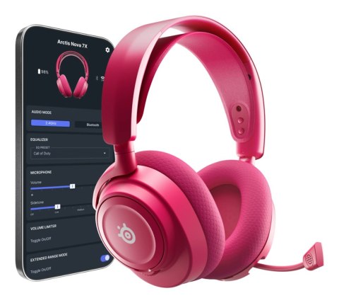 Steelseries Arctis Nova 7X Gen 2 Zestaw słuchawkowy Bezprzewodowy Opaska na głowę Gaming Bluetooth Purpurowy