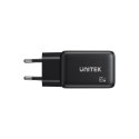 UNITEK ŁADOWARKA SIECIOWA GAN 2X USB-C USB-A ,PD 3.0, 65W, CZARNA
