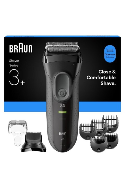 Braun 3000BT Bateria 5 7 mm Mokry & Suchy Czarny, Szary
