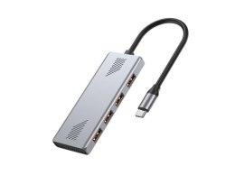 HUB USB-C 4 portowy (4 x USB-A) Gembird srebrny