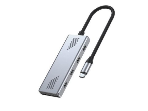 Hub USB-C 4 portowy 4 x USB-C Gembird srebrny