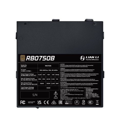 Lian Li RB0750B.B moduł zasilaczy 750 W 24-pin ATX ATX Czarny