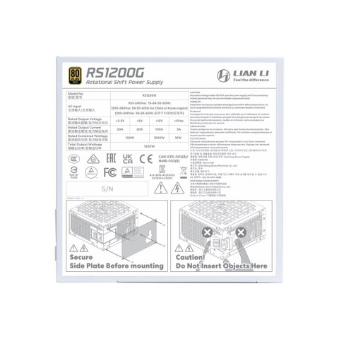 Lian Li RS1200G moduł zasilaczy 1200 W 20+4 pin ATX ATX Biały