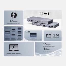 Unitek Potrójna stacja dokująca USB4 40Gb/s,zasilacz 120W