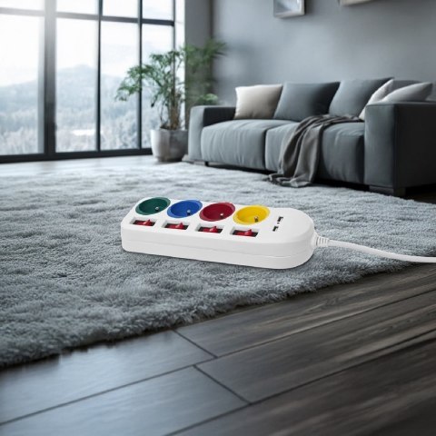 MACLEAN LISTWA ZASILAJĄCA 4 GNIAZDA 2XUSB MCE229W