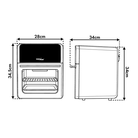 GREENBLUE FRYTKOWNICA BEZTŁUSZCZOWA AIR FRYER, MOCNA 1800W, POJEMNOŚĆ 10L, 8 PROGRAMÓW, AKCESORIA, TIMER GB950