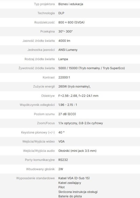 VIEWSONIC PROJEKTOR PA503S