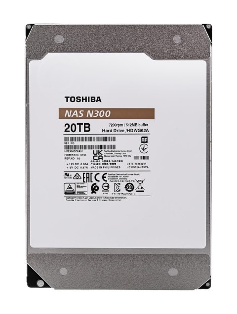 HDD Toshiba N300 20TB 3,5" SATA HDWG62AUZSVA BULK