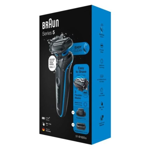 Braun Series 5 51-B1820s Golarka foliowa Czarny, Niebieski