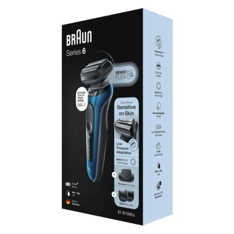 Braun Series 6 61-B1500s Golarka foliowa Przycinarka Niebieski