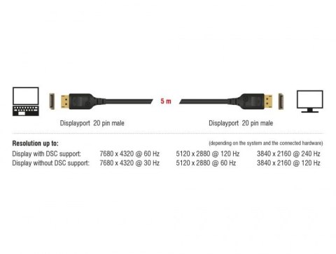 DeLOCK 85663 kabel DisplayPort 5 m Czarny