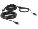 DeLOCK 20m, USB2.0-A - USB2.0-B kabel USB USB A USB B Czarny