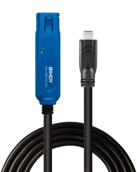 Lindy 43381 kabel USB USB 3.2 Gen 1 (3.1 Gen 1) 8 m USB C USB A Czarny, Niebieski