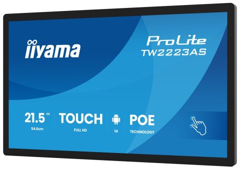 Iiyama TW2223AS-B3P signage display Interaktywny płaski panel 54,6 cm (21.5") Wi-Fi 450 cd/m2 Full HD Czarny Ekran dotykowy Proc